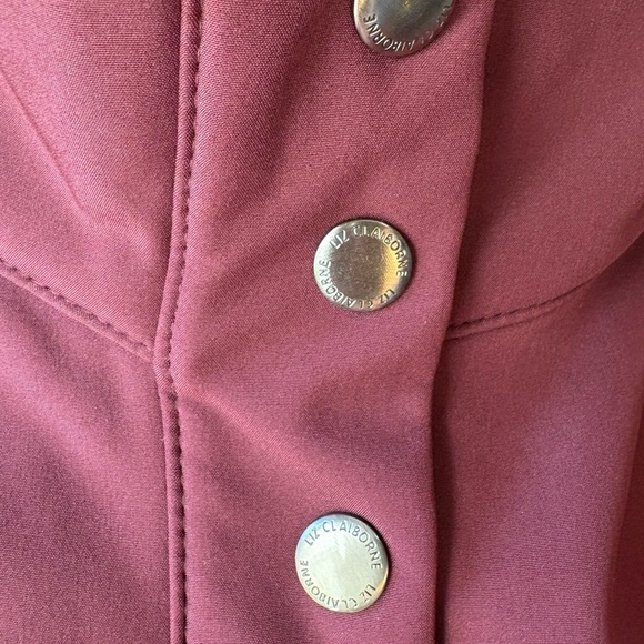 Liz Claiborne, size L, Women’s Burgundy Puffer Jacket, waffle hood and elbow - Picture 7 of 10